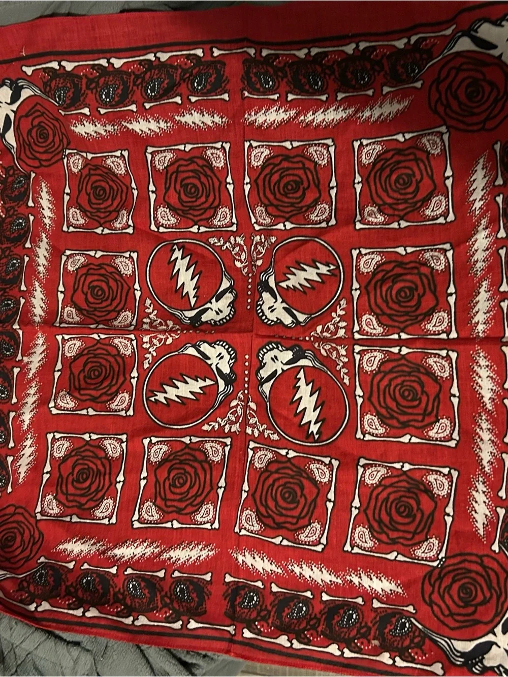Grateful Dead Lot of Vintage Red Paisley Bandana Set